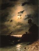 Ivan Aivazovsky Moonlit Seascape With Shipwreck Germany oil painting reproduction